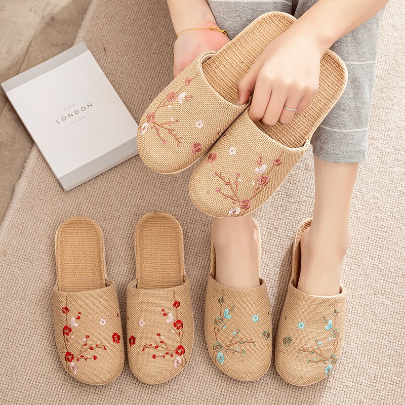 Suihyung Embroider Flax Slippers    Ȩ ..